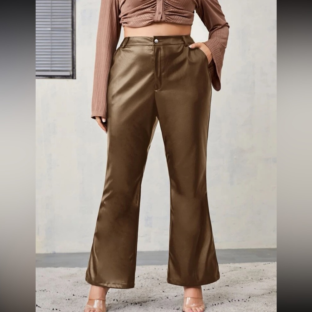 Flare pants! High quality material shein pants in mocha brown
